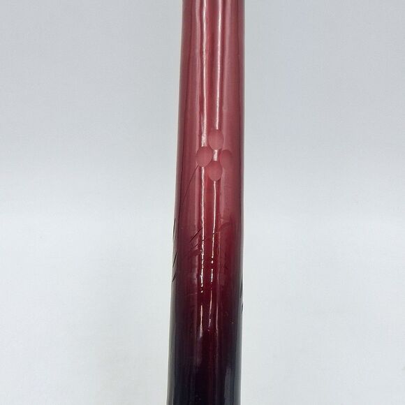 Amethyst Floral Etched Candlestick Vase 10 Inch Clear Base Thin - Picture 7 of 10